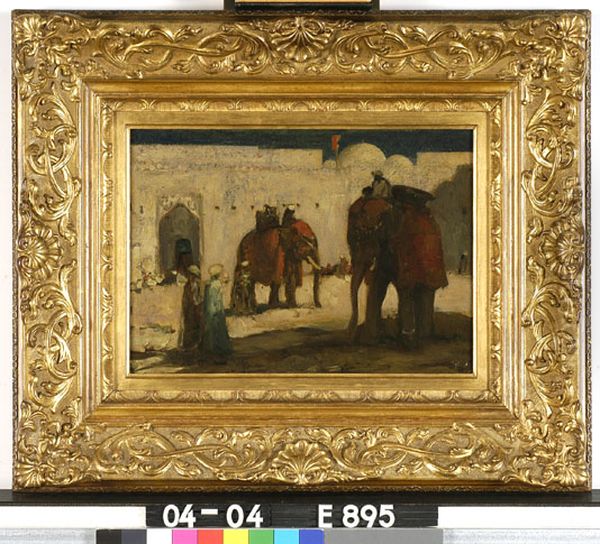 Olifanten op Oosterse binnenplaats Oil Painting by Marius Bauer