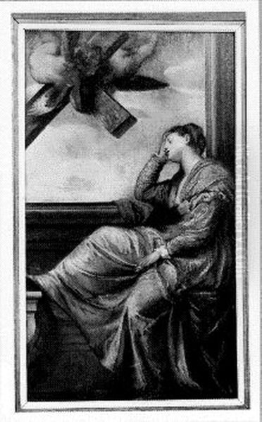 Het visioen van de Heilige Helena van het Heilige Kruis gedragen door engelen Oil Painting by Jacobus Van Looy