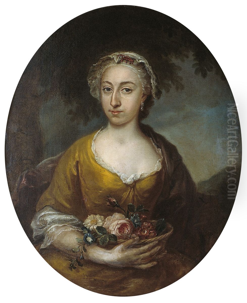 Portrait of Elisabeth van der Linden (1735-1783) Oil Painting by Gerard Sanders