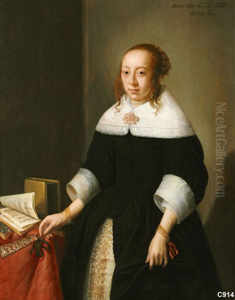 Portrait of Lysbeth Jacobsdr. Veen (1640-....) Oil Painting by Jan Albertsz Rotius