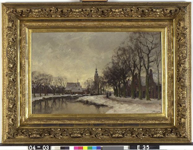 Winter in een Hollands dorp Oil Painting by Jan Hillebrand Wijsmuller
