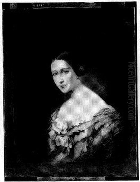 Portrait of Catharina Daniele (1819-1858) Baronesse van Slingelandt Oil Painting by Anna Susanna Fries