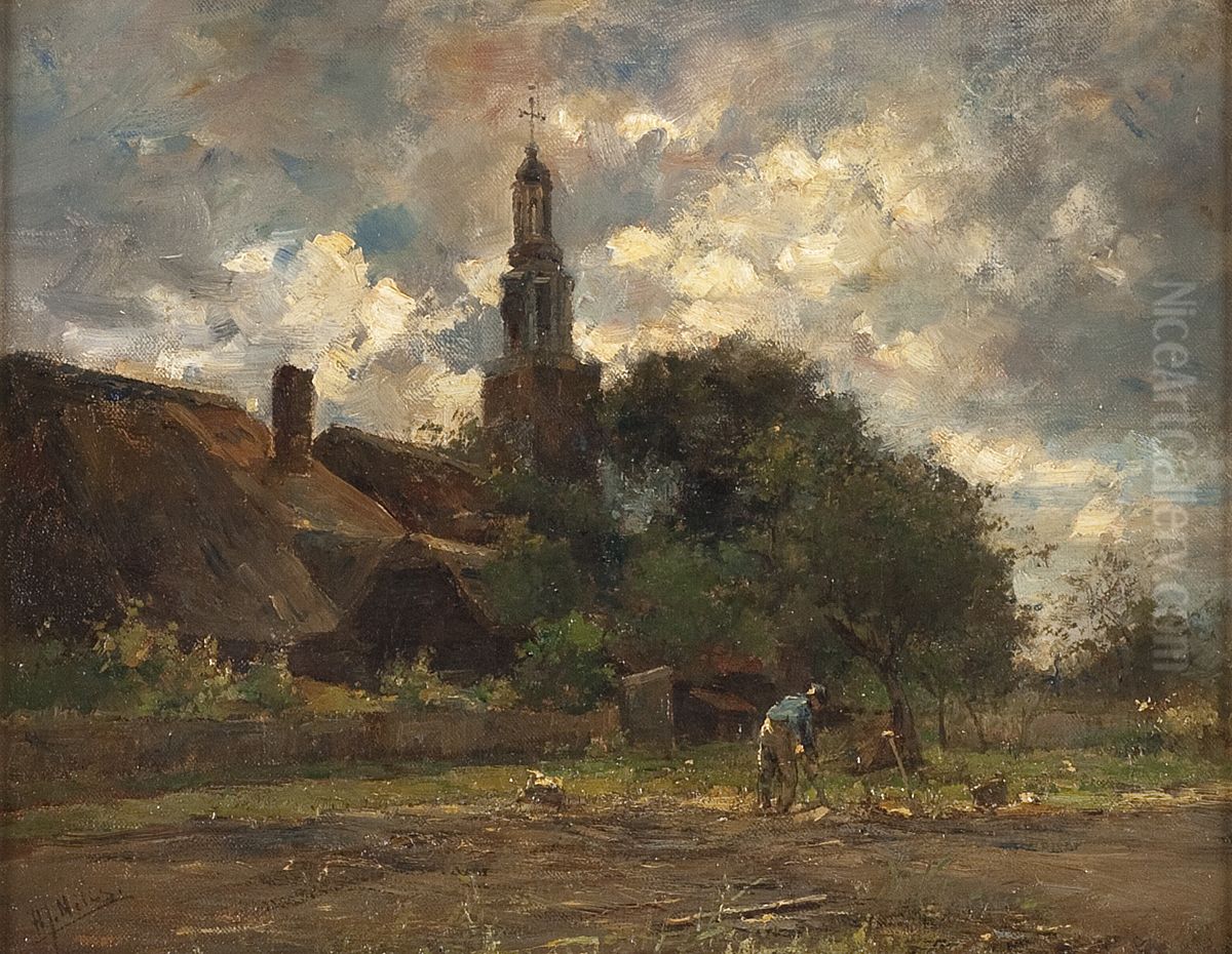 Dorpsgezicht Oil Painting by Henricus Johannes Melis