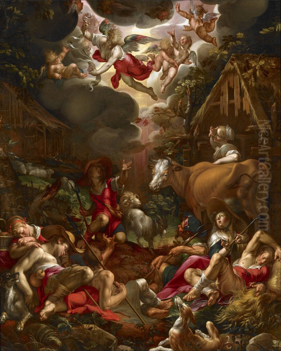 Annunciation to the Shepherds Oil Painting by Joachim Wtewael (Uytewael)