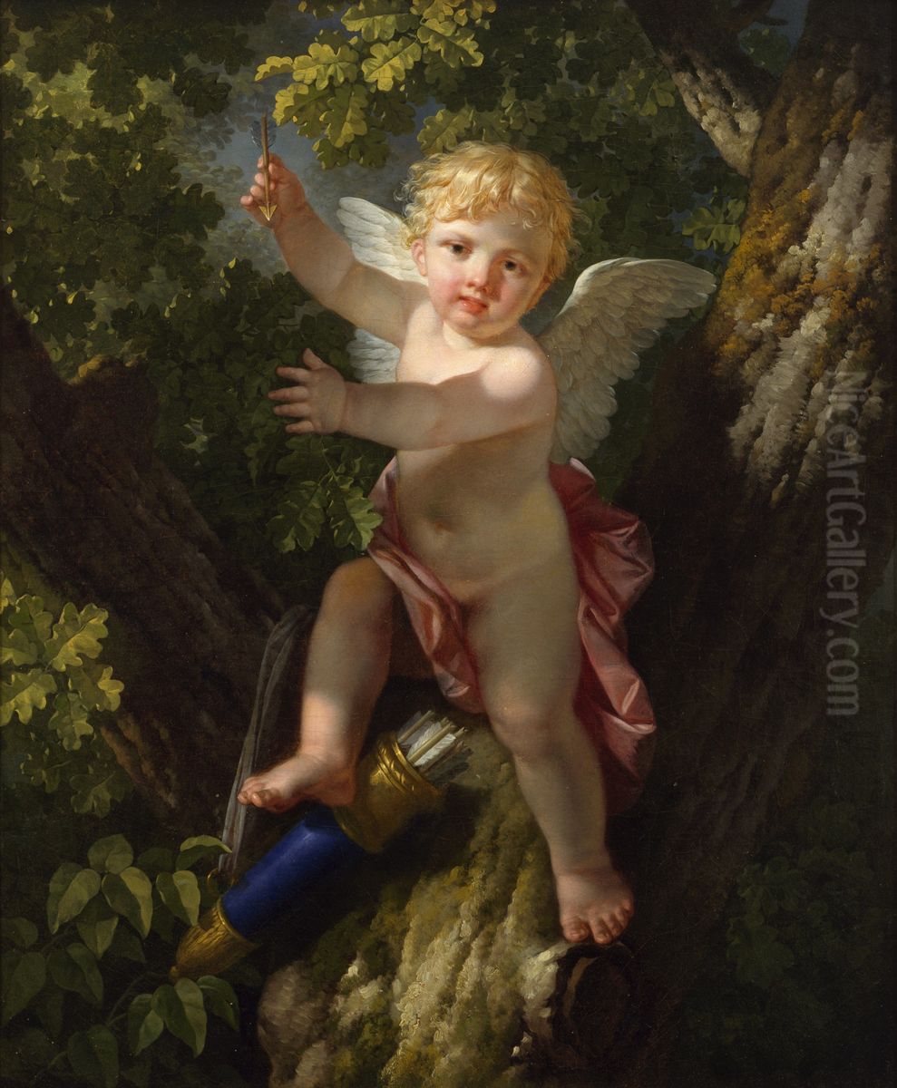 Cupid in a Tree Oil Painting by Jean-Jacques-Francois Le Barbier