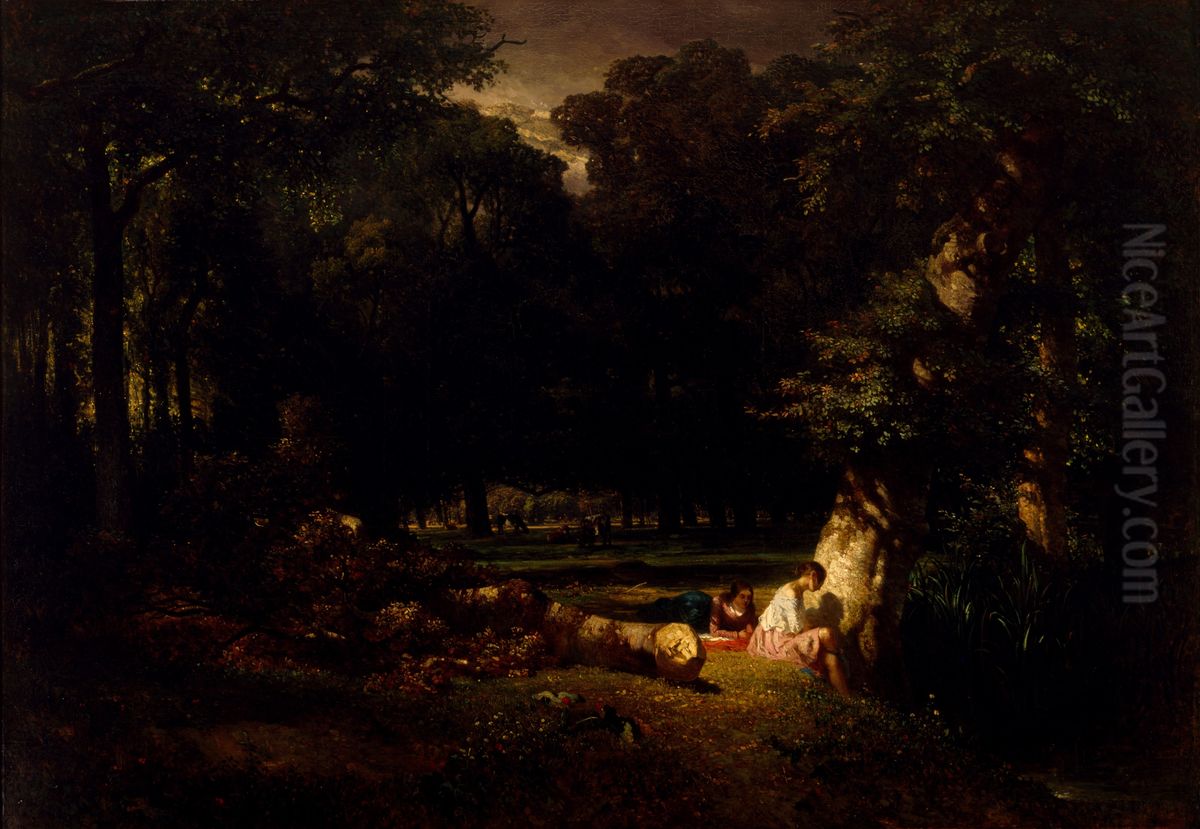 The Bathers (Clearing in the Forest) Oil Painting by Constant Troyon