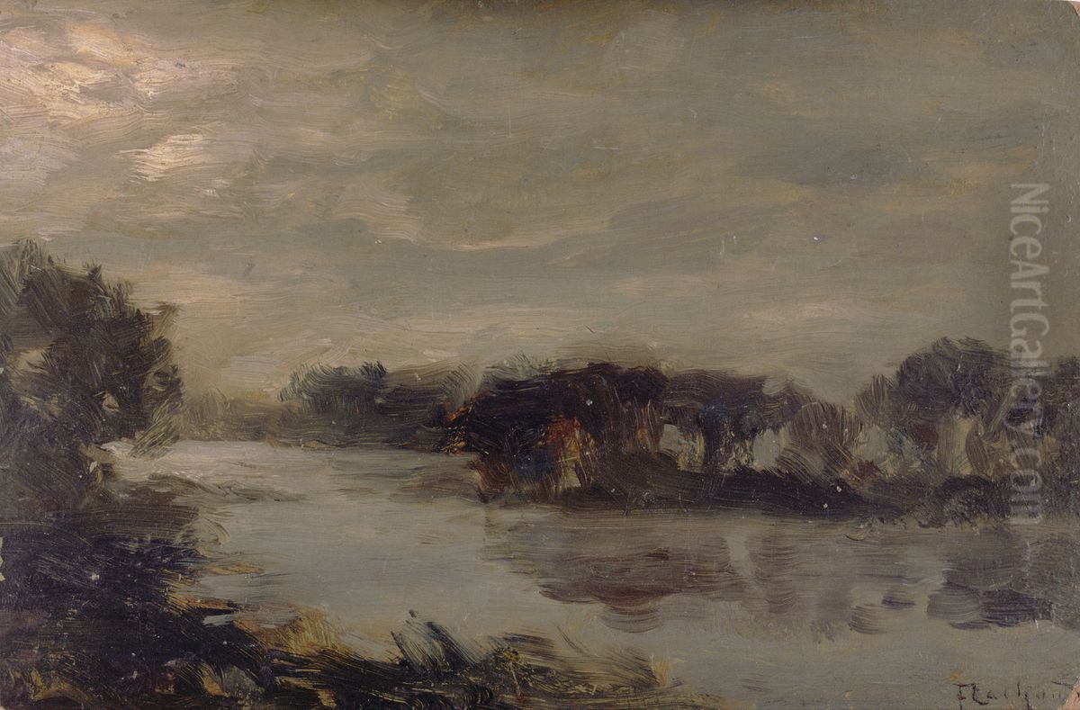 La Seine a Montereau: nuit nuageuse Oil Painting by Francois Cachoud