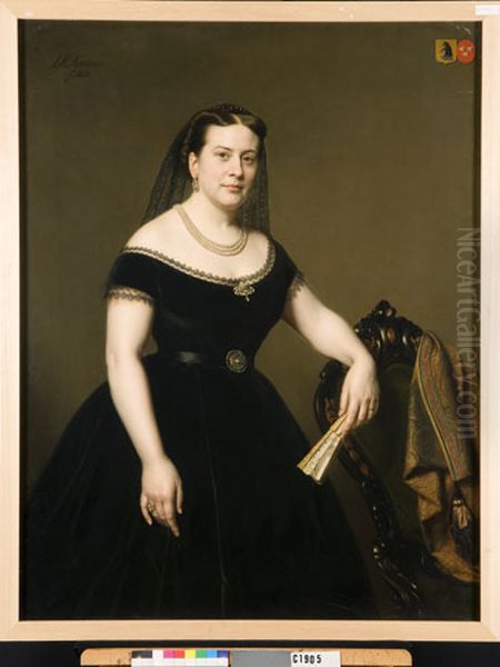 Eldina Aldegonde Gaymans (1835-1915). Echtgenote van Jonkheer Paulus Anne van Beresteyn Oil Painting by Johan Heinrich Neuman