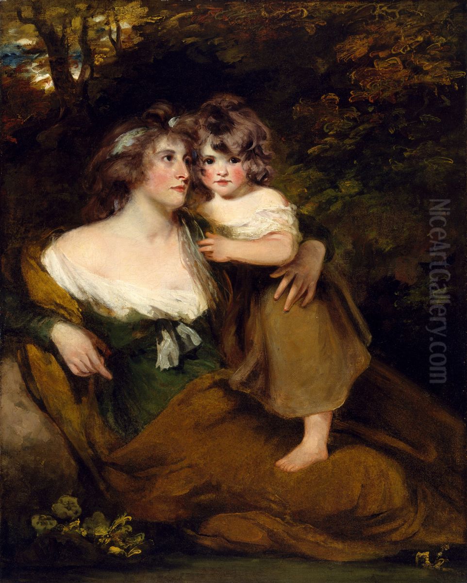 The Countess of Darnley and her Daughter, Lady Elizabeth Bligh Oil Painting by John Hoppner