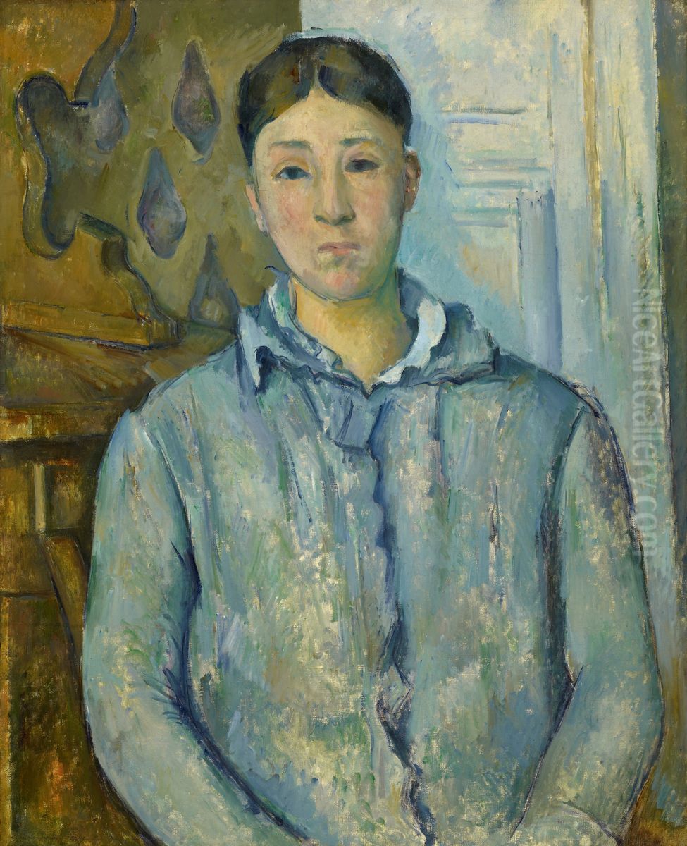 Madame Cezanne in Blue Oil Painting by Paul Cezanne