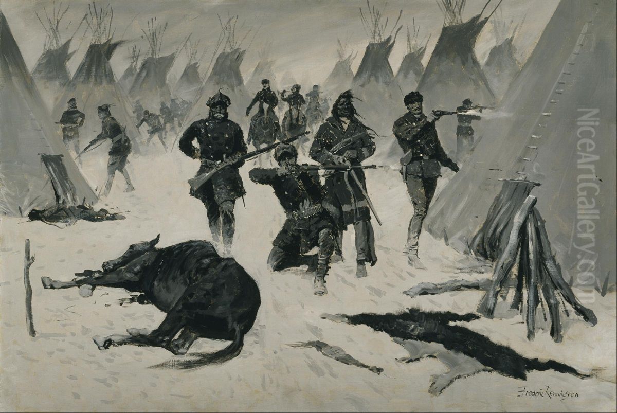 The Defeat of Crazy Horse Oil Painting by Frederic Remington