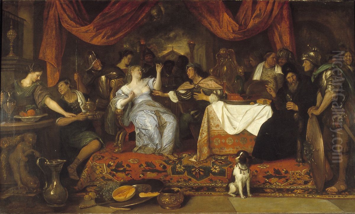 Het feestmaal van Marcus Antonius en Cleopatra Oil Painting by Jan Steen