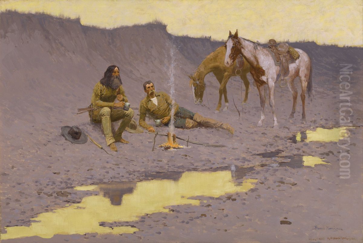 A New Year on the Cimarron Oil Painting by Frederic Remington