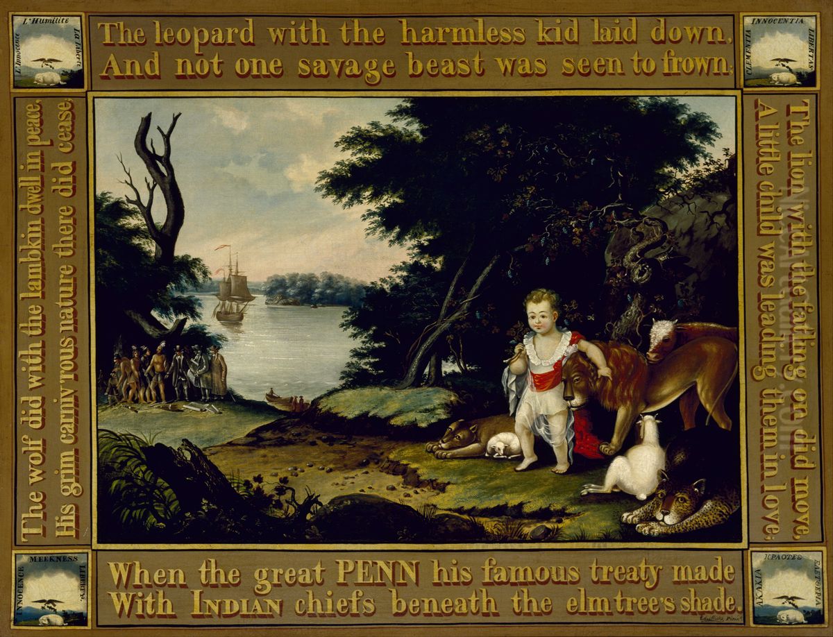 Peaceable Kingdom Oil Painting by Edward Hicks
