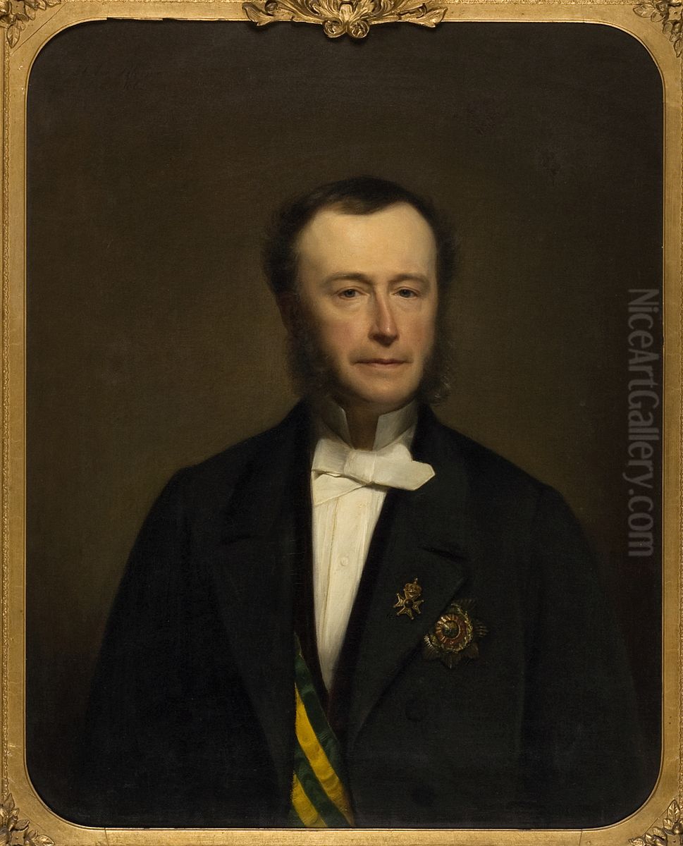 Portrait of Jacob George Hieronymus van Tets (1812-1885) Oil Painting by Herman Antonie De Bloeme