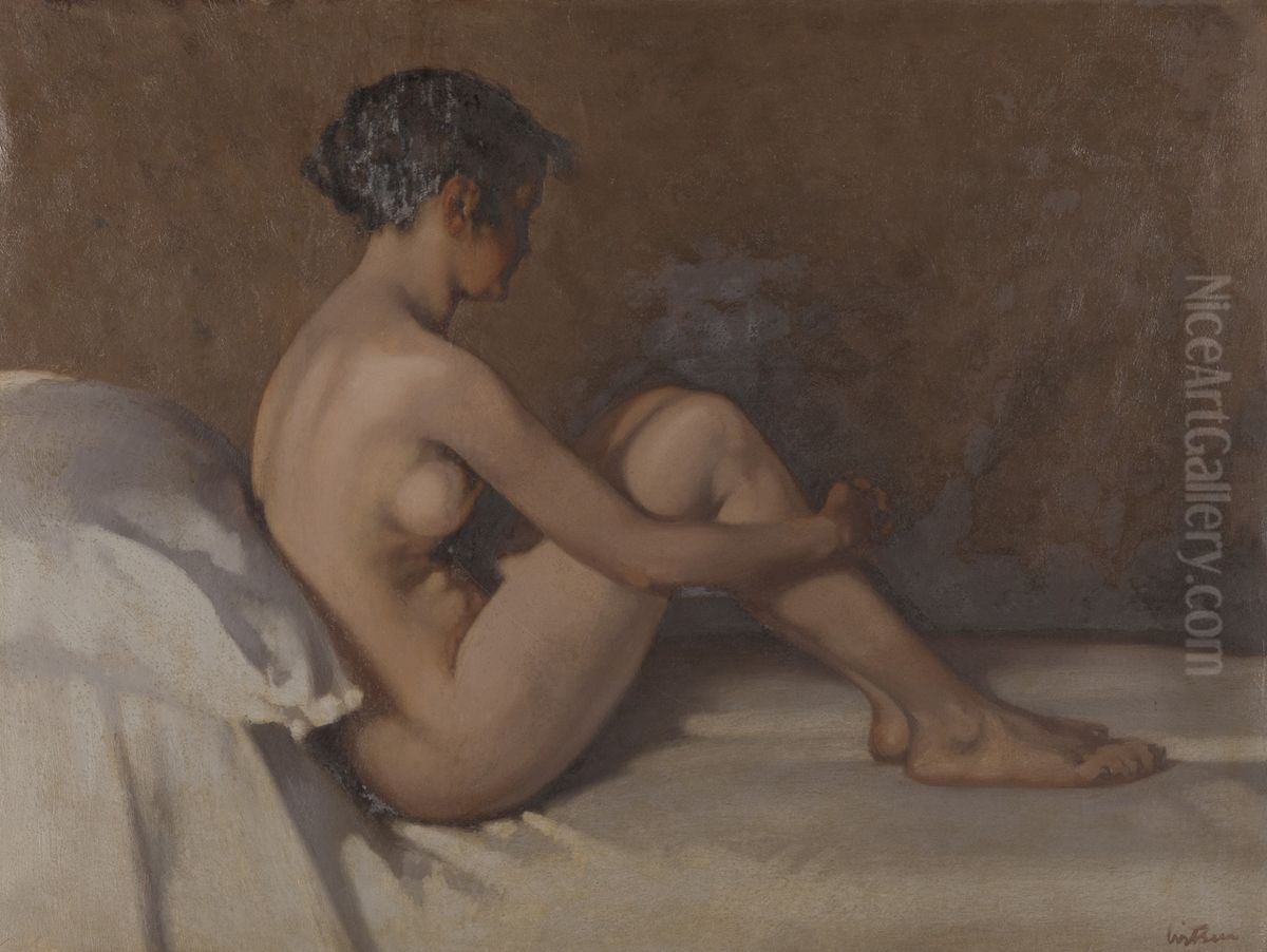 Naaktstudie Jeanne Freeken Oil Painting by Willem Witsen