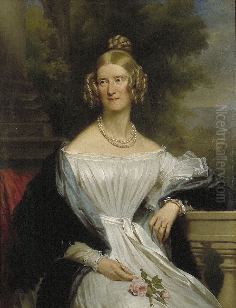 Portrait of Catharina Cornelia van Eeghen (1814-1846) Oil Painting by Jan Adam Kruseman