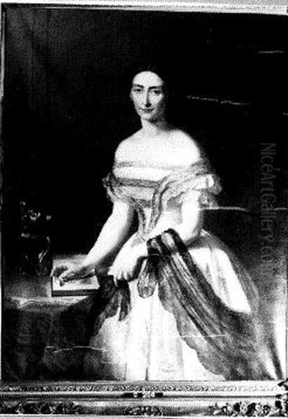 Portrait of Francina Christina Henriette Maria van Heeckeren (1826-1861) Oil Painting by Johan Georg Schwartze