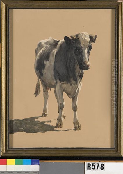 Studie van een koe Oil Painting by Johannes-Hubertus-Leonardus de Haas