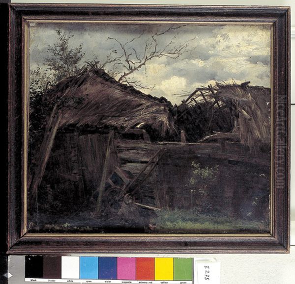 Bouwvallige schuur Oil Painting by Henricus Johannes Melis