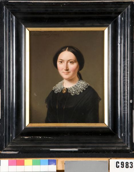 Gerarda Johanna Engelen (d. 1905), wife of Tieleman Avelingh Oil Painting by Izaak Schouman