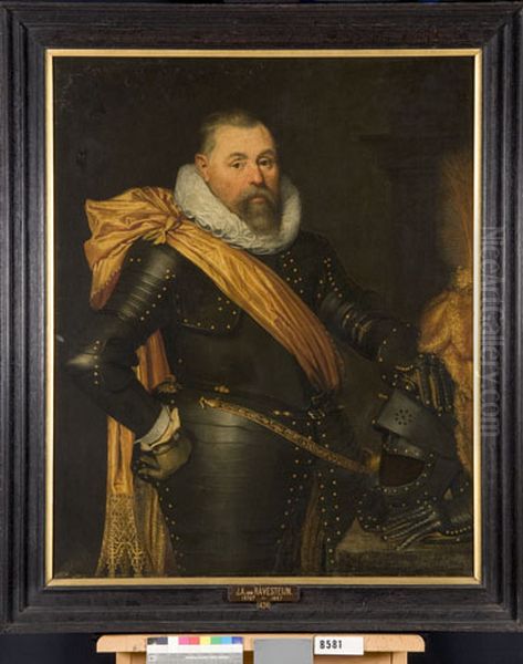 Portret van een onbekende officier Oil Painting by Jan Van Ravesteyn