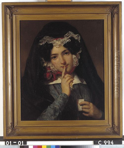 Jonge vrouw met een brief Oil Painting by Jan Adam Kruseman