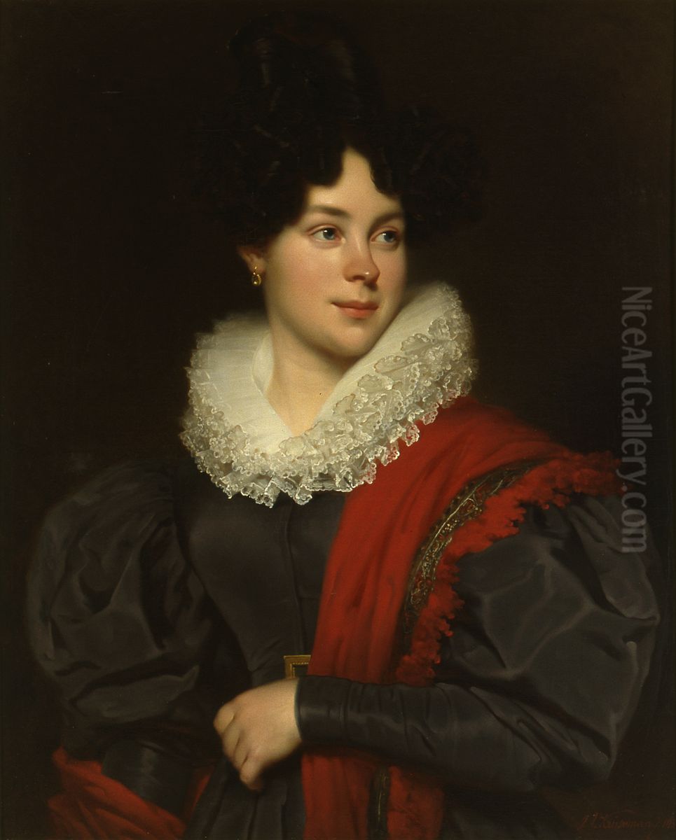 Maria Suzanna de Vries (1804-1836) Oil Painting by Jan Adam Kruseman