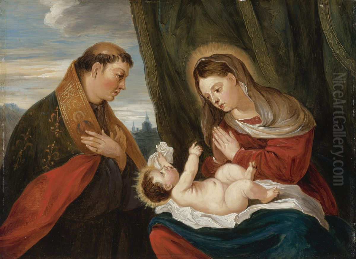Madonna and Child with St Louis of Toulouse Oil Painting by David Teniers the Younger