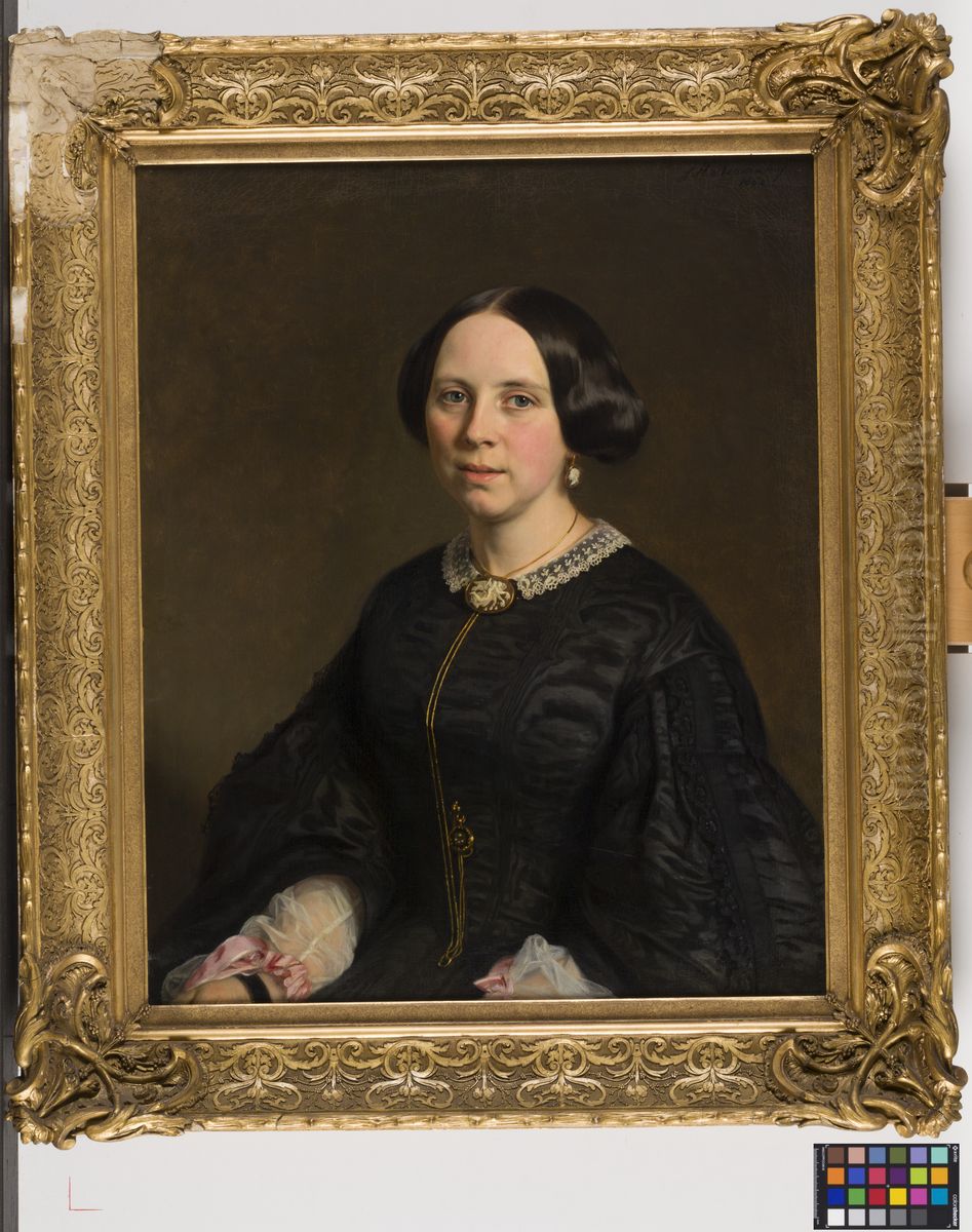 Johanna Maria Constantia Vreede (1829-1897). Echtgenote van Otto van Rees Oil Painting by Johan Heinrich Neuman