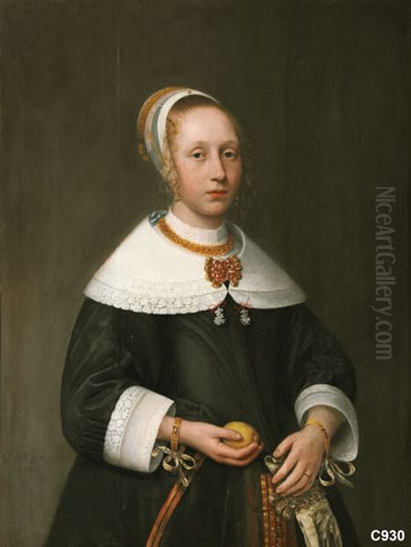 Portrait of an unknown 14-year-old girl Oil Painting by Jan Albertsz Rotius