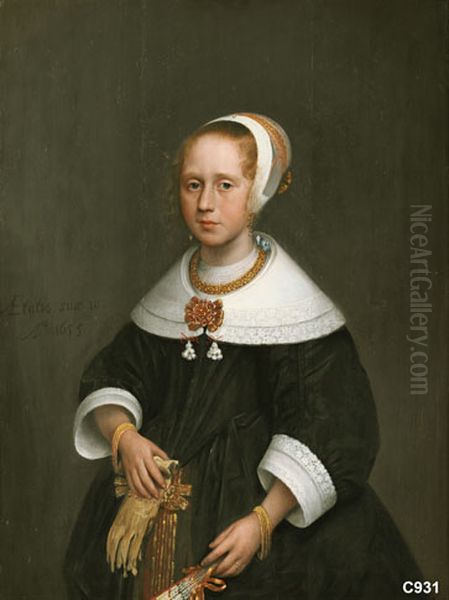 Portrait of an unknown 10-year-old girl Oil Painting by Jan Albertsz Rotius