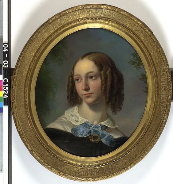 Karolina Wilhelmina Kaiser (1817-1891) Oil Painting by Martinus Wilhelmus Liernur