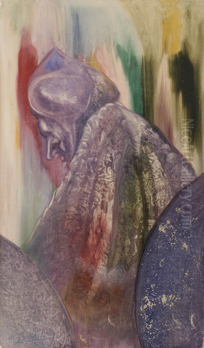 Portret Vrouw met de helm (Mie Richter?) Oil Painting by Karel Albert Schmidt