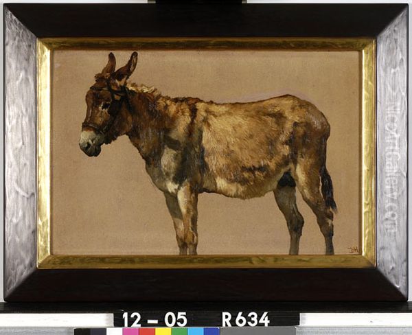 Studie van een ezel Oil Painting by Johannes-Hubertus-Leonardus de Haas