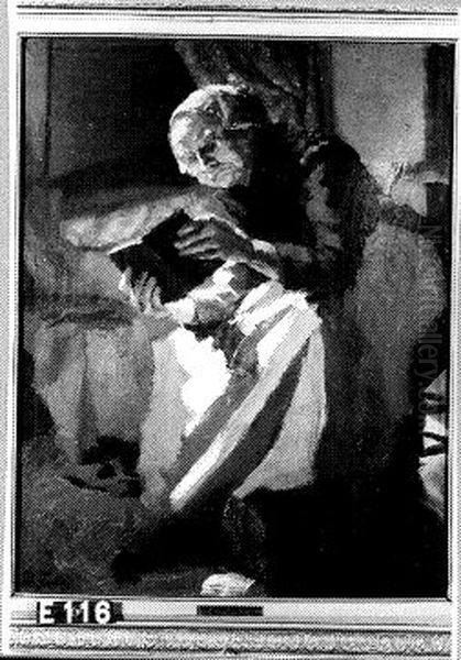 Een lezende oude vrouw Oil Painting by Martin Schildt