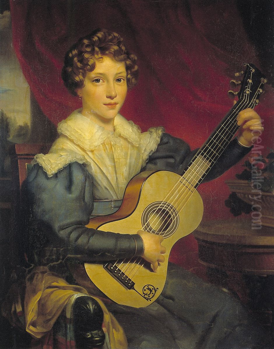 Louise Henriette Ameshoff (1815-1855) Oil Painting by Jan Adam Kruseman