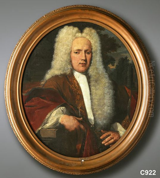 Portrait of Lucas van Neck Merens (1698-1770) Oil Painting by Nikolaas Verkolje