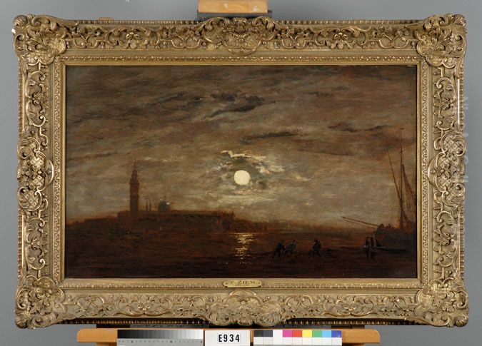 Gezicht op Venetie bij maanlicht Oil Painting by Felix Ziem