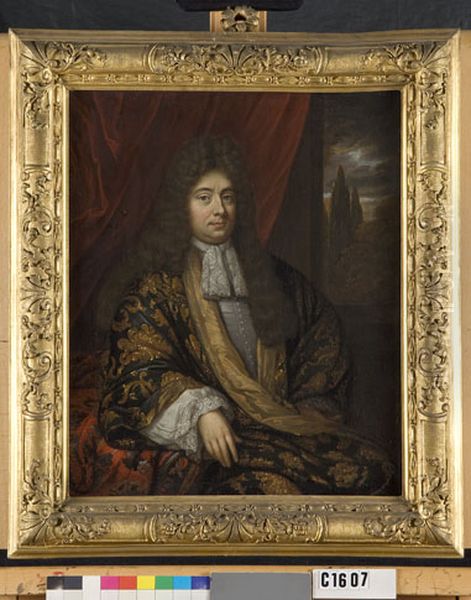 Portrait of een man, wellicht Adriaan Johannes Hoffer (1656-1712); echtgenoot van Catharina Hoffer (1678-1707) Oil Painting by Johannes van Haensbergen