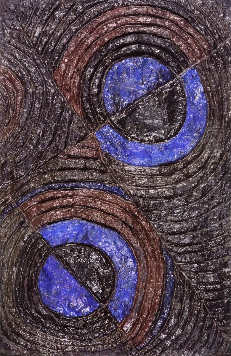 Brown and Blue Relief Oil Painting by Robert Delaunay