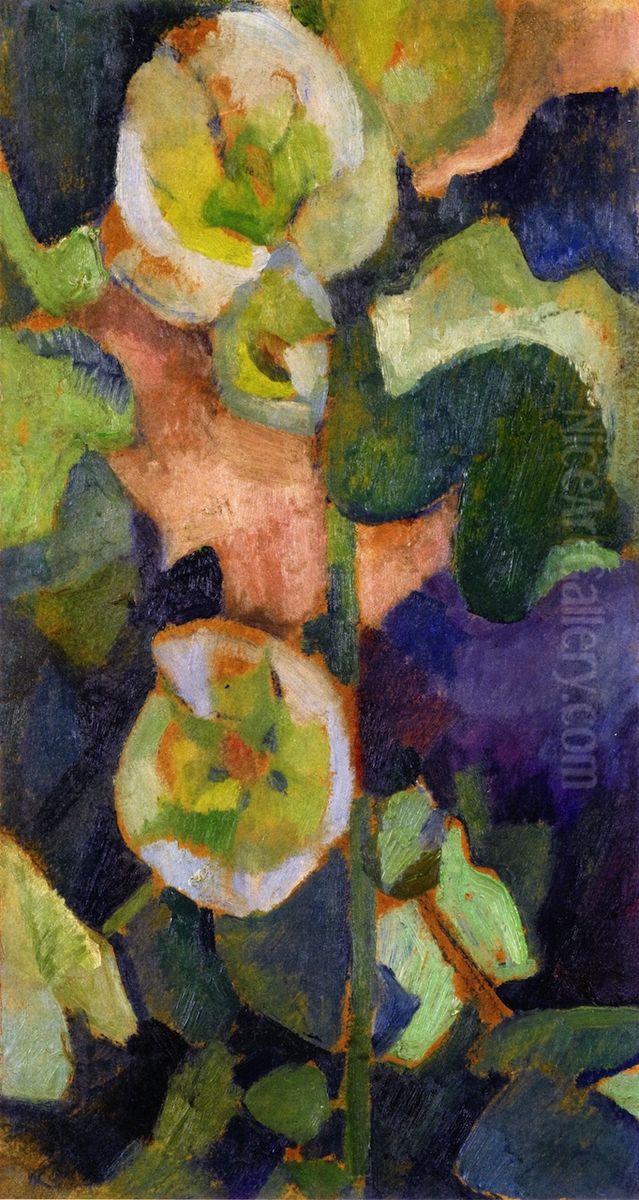 White Hollyhock Oil Painting by Robert Delaunay