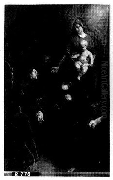 Het visioen van St. Anthonius van Padua van de Maagd Maria met Christus Oil Painting by Charles Van Beveren