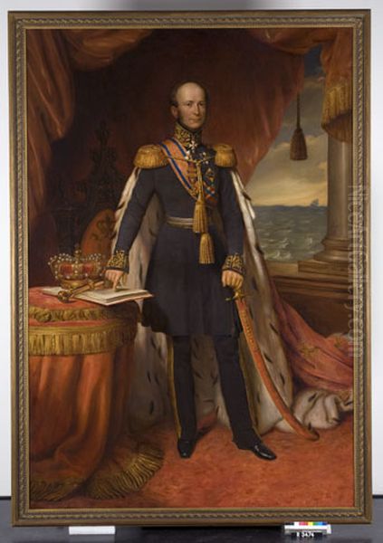 Portrait of King Willem II (1792-1849) Oil Painting by Jan Baptist Van Der Hulst
