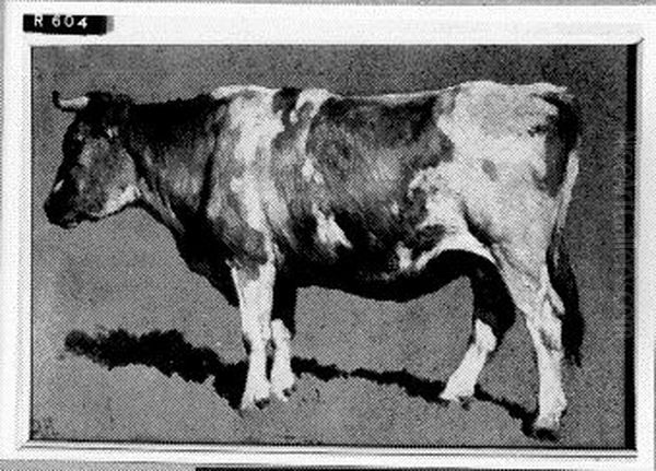 Studie van een koe Oil Painting by Johannes-Hubertus-Leonardus de Haas