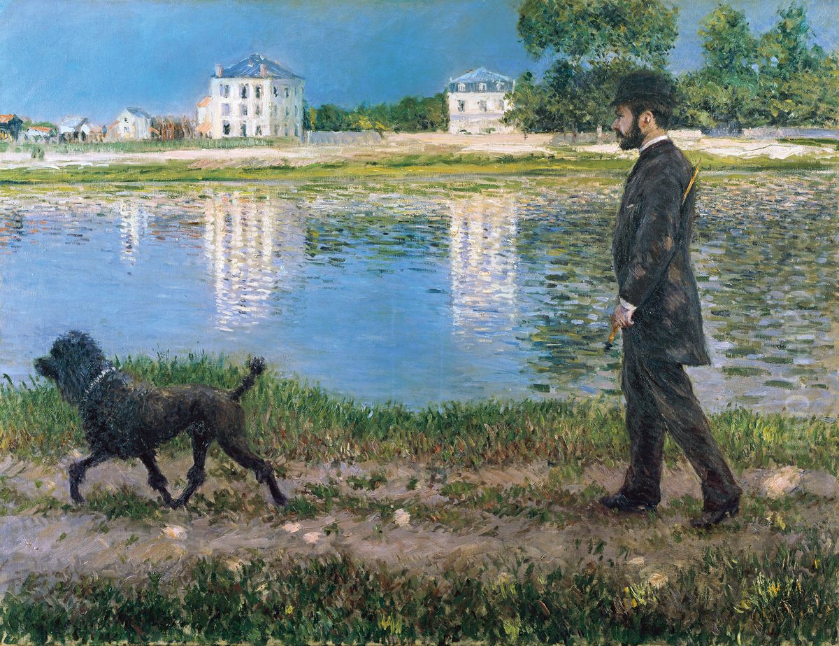 Richard Gallo et son chien Dick, au Petit-Gennevilliers Oil Painting by Gustave Caillebotte