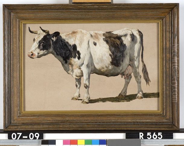 Studie van een koe Oil Painting by Johannes-Hubertus-Leonardus de Haas