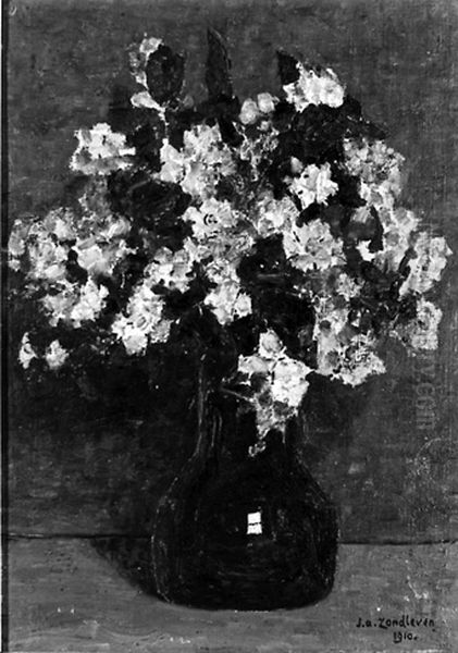 Bloemen in fles Oil Painting by Jan Adam Zandleven