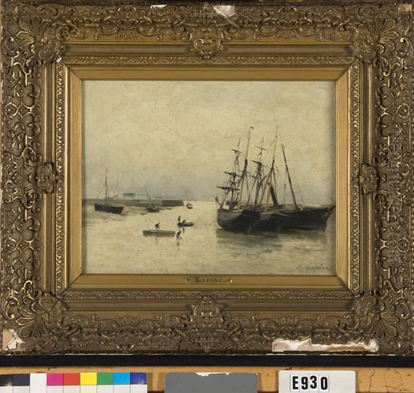 Haven bij laag tij Oil Painting by Stanislas Lepine