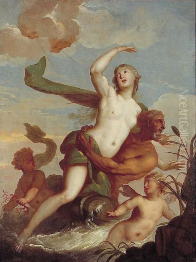 Abduction of Amphitrite by Poseidon Oil Painting by Mattheus Terwesten